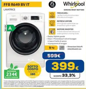 Euronics Whirlpool LAVATRICE FFB R649 BV IT offerta