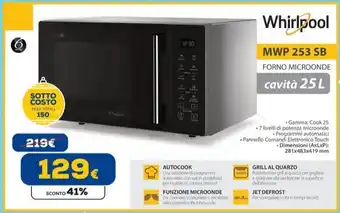 Euronics Whirlpool MWP 253 SB FORNO MICROONDE offerta