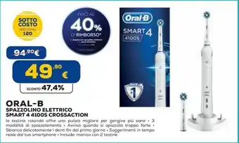Euronics ORAL-B SPAZZOLINO ELETTRICO SMART 4 4100S CROSSACTION offerta