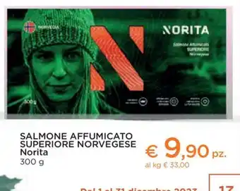Conad City SALMONE AFFUMICATO SUPERIORE NORVEGESE Norita 300 g offerta