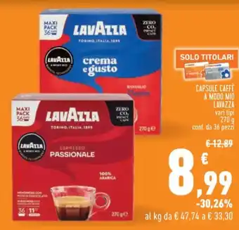 CAPSULE CAFFÈ A MODO MIO LAVAZZA vari tipi 270 g conf. da 36 pezzi