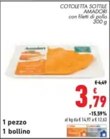 COTOLETTA SOTTILE AMADORI con filetti di pollo 300 g