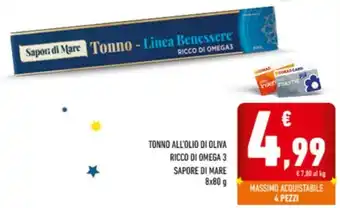 Conad City TONNO ALL'OLIO DI OLIVA RICCO DI OMEGA 3 SAPORE DI MARE offerta