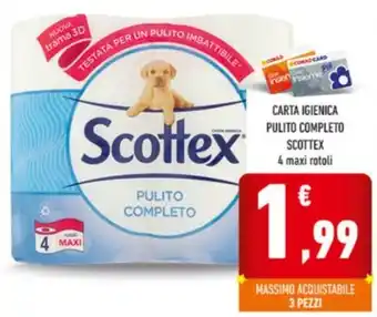 Conad City CARTA IGIENICA PULITO COMPLETO SCOTTEX 4 maxi rotoli offerta