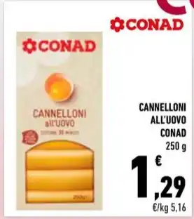 Conad City CANNELLONI ALL'UOVO CONAD 250 g offerta