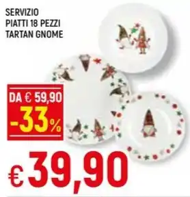 Famila Superstore SERVIZIO PIATTI 18 PEZZI TARTAN GNOME offerta