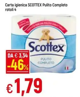 Famila Superstore Carta igienica SCOTTEX Pulito Completo rotoli 4 offerta
