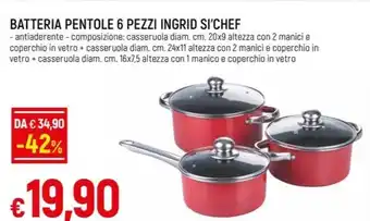 BATTERIA PENTOLE 6 PEZZI INGRID SI'CHEF