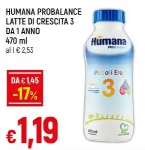 Galassia HUMANA PROBALANCE LATTE DI CRESCITA 3 DA 1 ANNO 470 ml offerta
