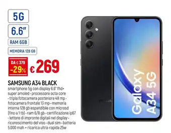 Galassia SAMSUNG A34 BLACK MEMORIA 128 GB offerta
