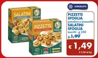 MD Discount PIZZETTE SFOGLIA pomodoro e mozzarella SALATINI SFOGLIA assortiti - g 250 offerta