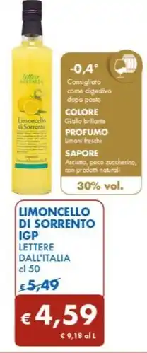 MD Discount LIMONCELLO DI SORRENTO IGP LETTERE DALL'ITALIA cl 50 offerta