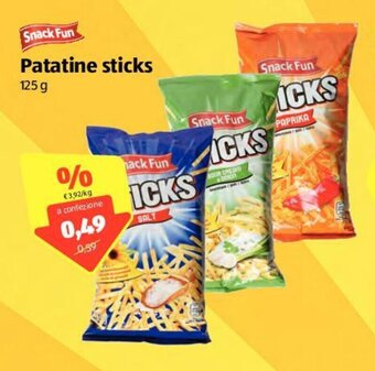 ALDI Snack Fun Patatine sticks 125g offerta