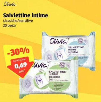 ALDI Olivia Salviettine intime 20 pezzi offerta