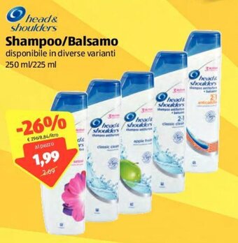 ALDI Head & Shoulders Shampoo/Balsamo 250ml/225ml offerta