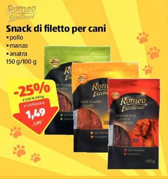 ALDI Snack di filetto per cani 150g/100g offerta