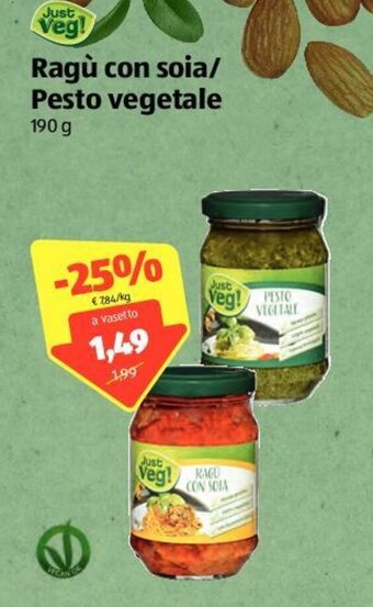 ALDI Ragù con soia/Pesto vegetale 190g offerta