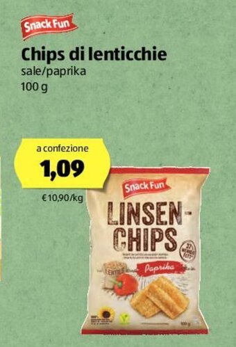 ALDI Snack Fun Chips di lenticchie 100g offerta