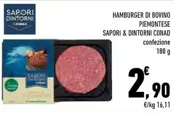 Conad City Conad Sapori Dintorni Hamburger Di Bovino Piemontese 180 G offerta