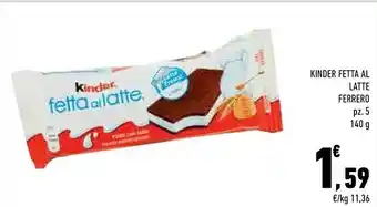 Conad City Ferrero Kinder Fetta Al Latte 140 G(ml) offerta
