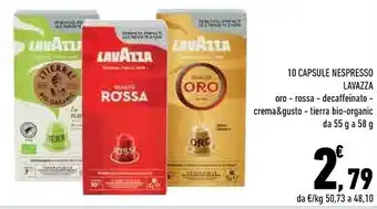 Conad City Lavazza 10 Capsule Nespresso Oro offerta