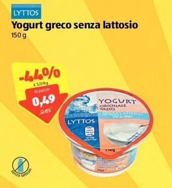 ALDI Lyttos Yogurt greco senza lattosio 150g offerta