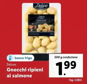 Lidl Deluxe Gnocchi ripieni al salmone 500 g confezione offerta