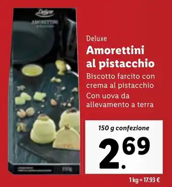 Lidl Deluxe Amorettini al pistacchio 150 g confezione offerta