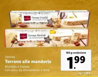 Lidl Favorina Torror alle mandorle 180 g confezione offerta