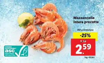 Lidl Mazzancolle intere precotte 250 g confezione offerta