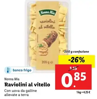Lidl Nonna Mia Raviolini al vitello offerta