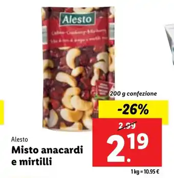Alesto Misto anacardi e mirtilli 200 g confezione