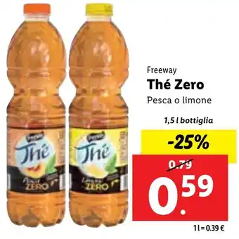 Lidl Freeway Thé Zero Pesca o limone 1,5 l bottiglia offerta