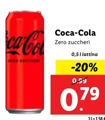 Lidl Coca-Cola Zero zuccheri 0,5 l lattina offerta