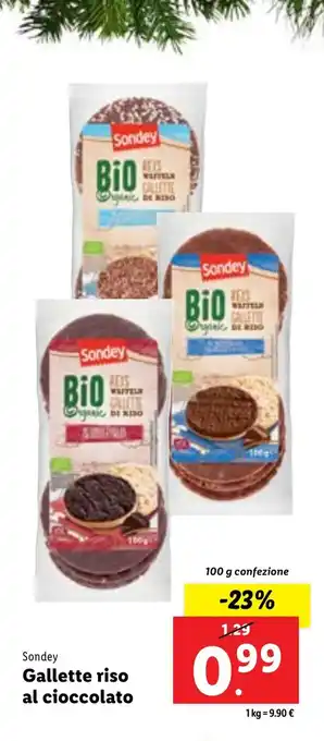 Lidl Sondey Gallette riso al cioccolato 100 g confezione offerta