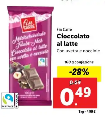 Lidl Fin Carré Cioccolato al latte offerta