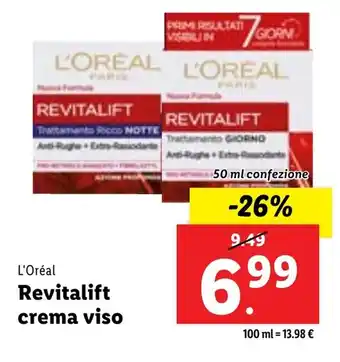 Lidl L'Oréal Revitalift crema viso offerta