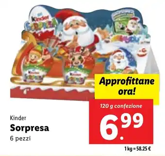 Lidl Kinder Sorpresa 6 pezzi 120 g confezione offerta