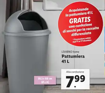 Lidl LIVARNO home Pattumiera 41 L offerta