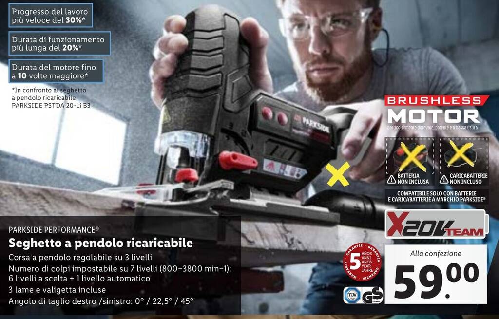 PARKSIDE PERFORMANCE Seghetto a pendolo ricaricabile offerta di Lidl