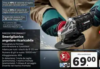 Lidl PARKSIDE PERFORMANCE Smerigliatrice angolare ricaricabile offerta