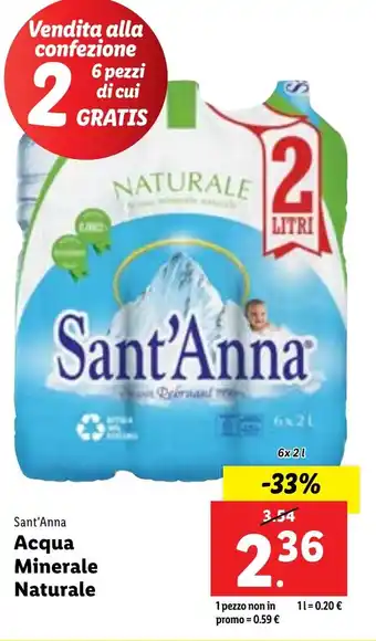 Lidl Sant'Anna Acqua Minerale Naturale offerta