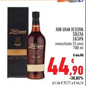 Conad RON GRAN RESERVA SOLERA ZACAPA 700 ml offerta