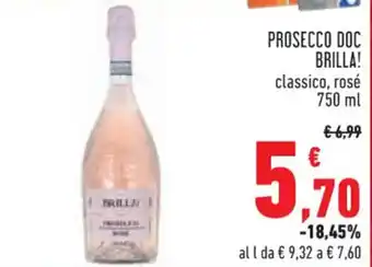 Conad PROSECCO DOC BRILLA! classico, rosé 750 ml offerta