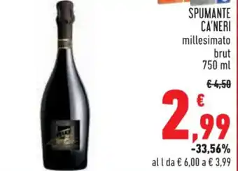 Conad SPUMANTE CA'NERI millesimato brut 750 ml offerta