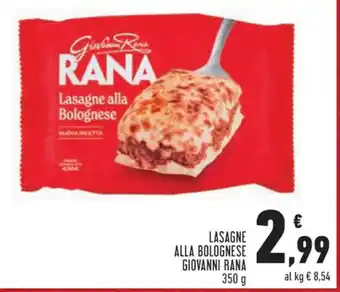 Conad LASAGNE ALLA BOLOGNESE GIOVANNI RANA 350 g offerta
