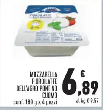 Conad MOZZARELLA FIORDILATTE DELL'AGRO PONTINO CUOMO conf. 180 g x 4 pezzi offerta
