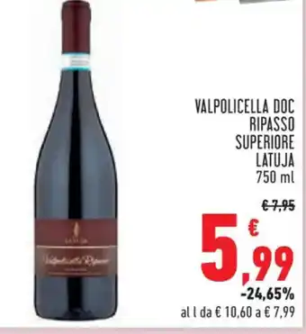 Conad VALPOLICELLA DOC RIPASSO SUPERIORE LATUJA 750 ml offerta