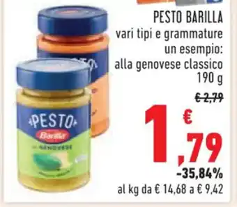 Conad PESTO BARILLA vari tipi 190 g offerta