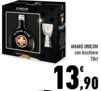 Conad AMARO UNICUM con bicchiere 70cl offerta